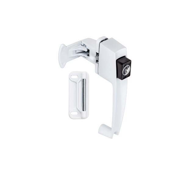 National Hardware White Zinc Push Button Keyed Latch 1 pk